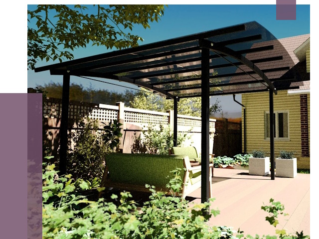 Навесы для террасы в Сосновоборске от 13190 руб. под ключ | ПРОЛЁТ-Ссб