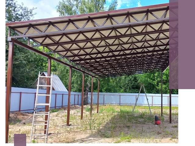 Односкатные навесы под ключ в Сосновоборске — изготовление и монтаж