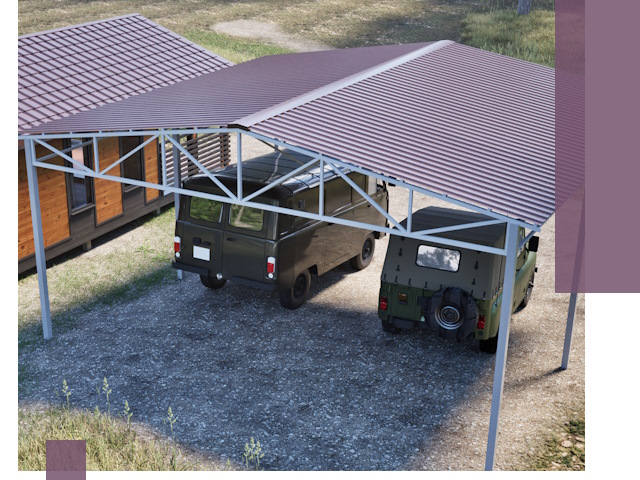 Двускатные навесы под ключ в Сосновоборске — изготовление и монтаж